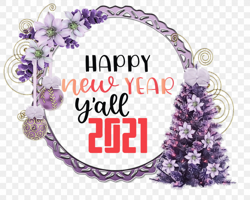 Floral Design, PNG, 3000x2400px, 2021 Happy New Year, 2021 New Year, 2021 Wishes, Floral Design, Lavender Download Free