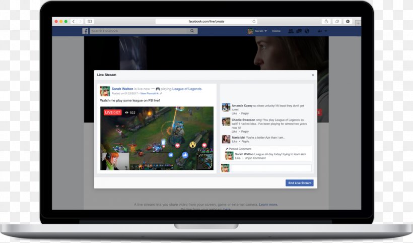 Laptop Live Streaming Streaming Media Facebook Computer, PNG, 960x565px, Laptop, Broadcasting, Computer, Computer Monitor, Computer Program Download Free