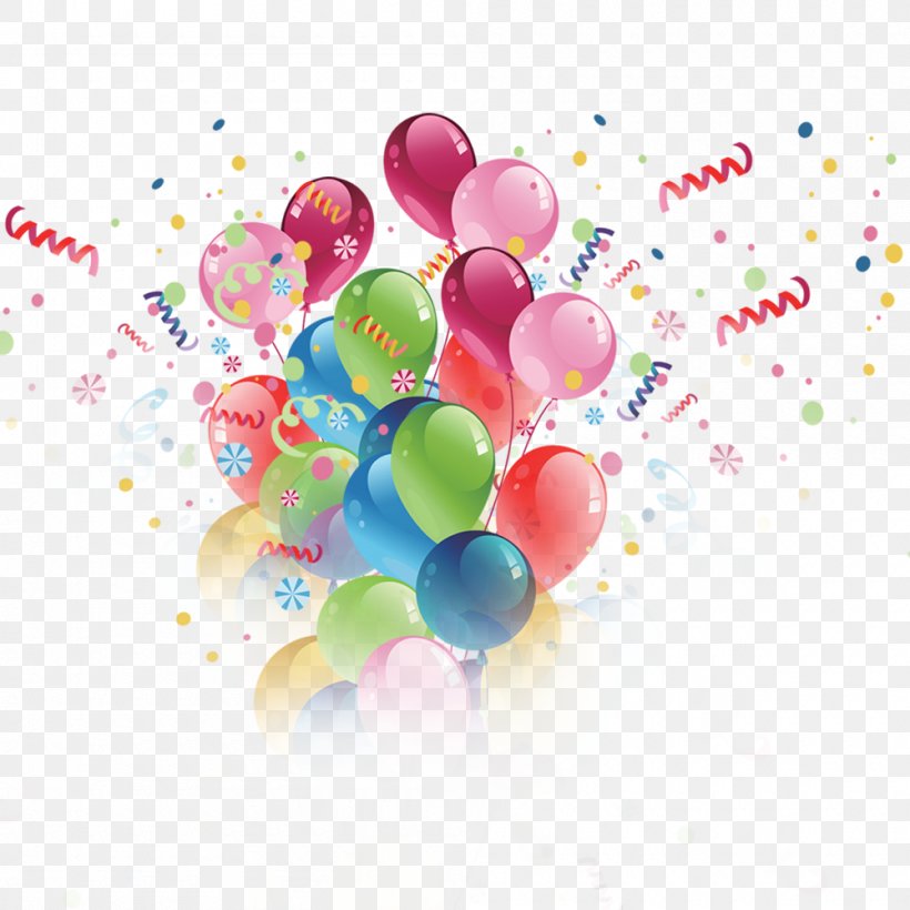 Toy Balloon Birthday Hot Air Balloon, PNG, 1000x1000px, Balloon, Birthday, Confetti, Happy Birthday To You, Heart Download Free