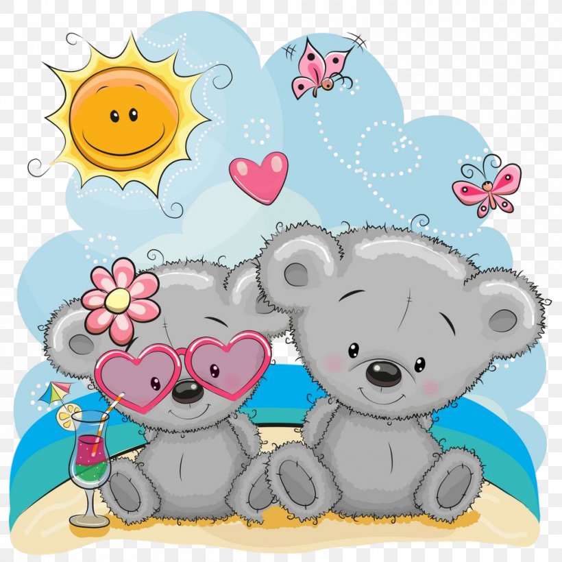 Teddy Bear, PNG, 1000x1000px, Cartoon, Animal Figure, Heart, Love, Pink  Download Free