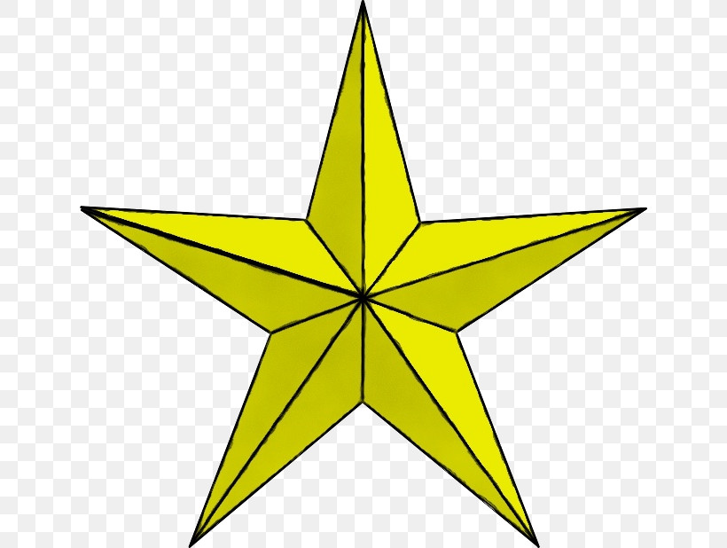 Yellow Star Symmetry, PNG, 640x618px, Watercolor, Paint, Star, Symmetry, Wet Ink Download Free