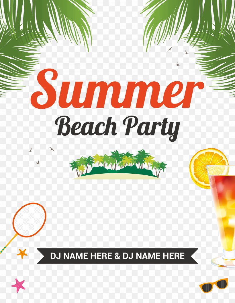 Party Beach Flyer, PNG, 2625x3375px, Party, Advertising, Area, Beach, Birthday Download Free