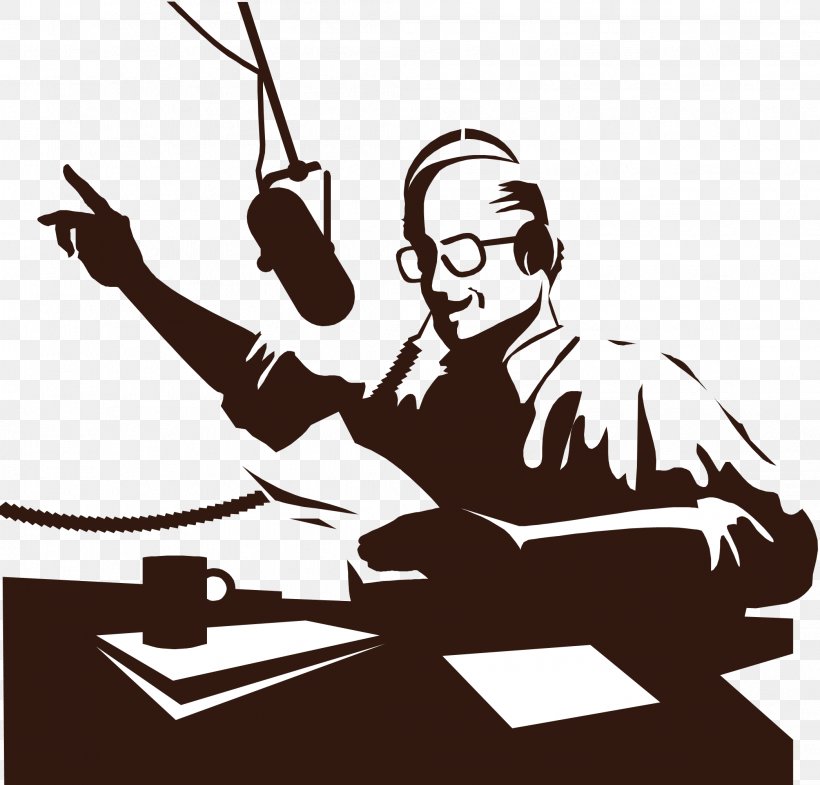 Golden Age Of Radio Broadcasting Radio Personality Clip Art, PNG, 2092x2005px, Golden Age Of Radio, Am Broadcasting, Art, Artwork, Black And White Download Free