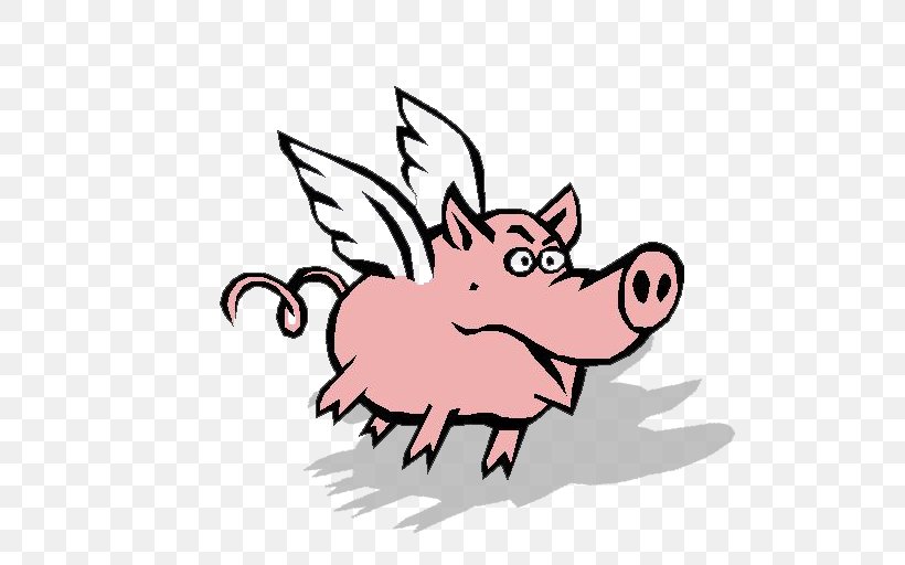 When Pigs Fly Sticker Clip Art, PNG, 512x512px, Pig, Artwork, Cartoon, Decal, Drawing Download Free
