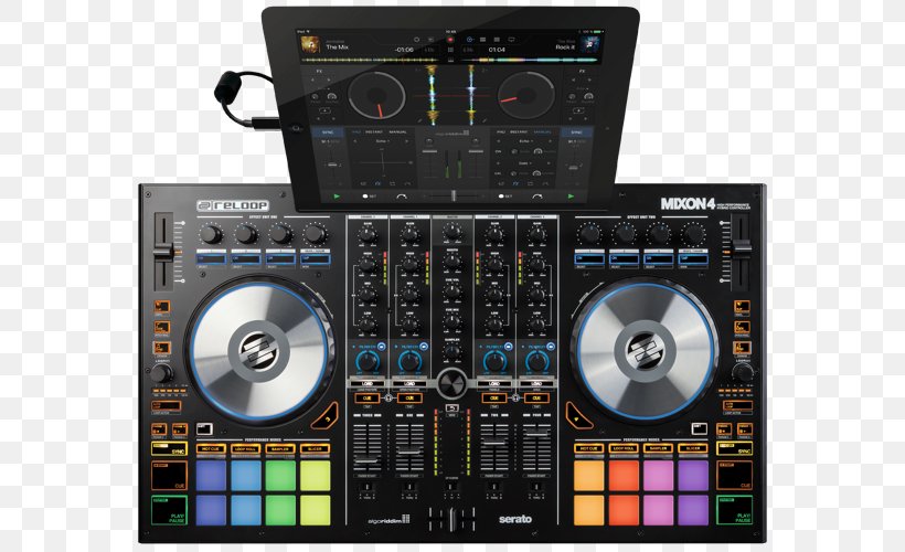Reloop Mixon-4 Djay DJ Controller Disc Jockey DJ Mixer, PNG, 720x500px, Reloop Mixon4, Audio, Audio Equipment, Audio Mixers, Audio Receiver Download Free