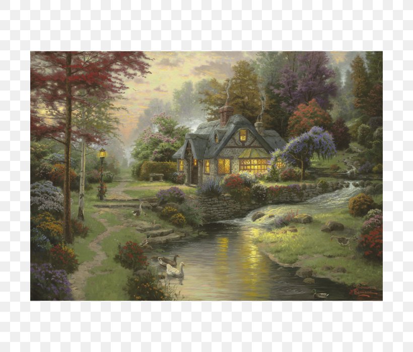 A Quiet Evening Thomas Kinkade Painter Of Light Jigsaw Puzzles Painting Canvas Print, PNG, 700x700px, Thomas Kinkade Painter Of Light, Art, Artist, Bank, Bayou Download Free