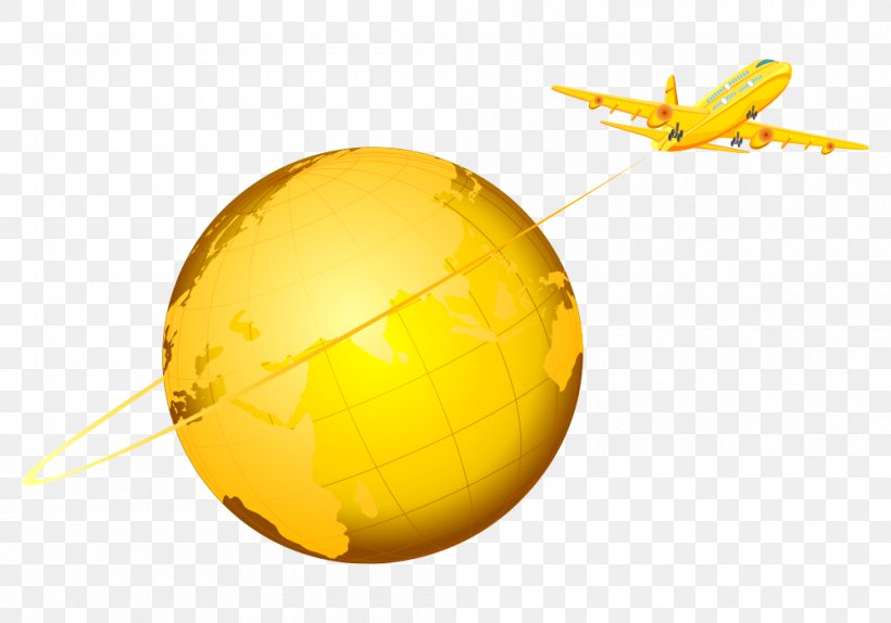 Airplane Euclidean Vector Download, PNG, 1000x700px, Airplane, Gold, Sky, Sphere, Yellow Download Free