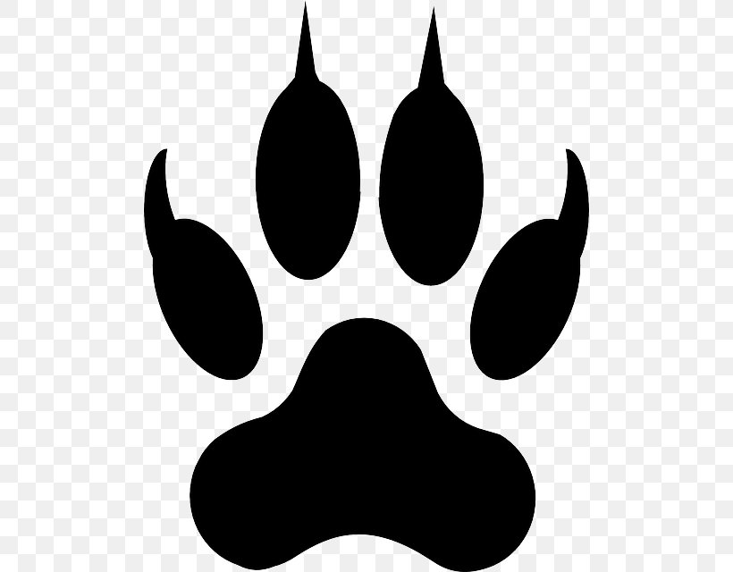 Gray Wolf Paw Cat Tiger Clip Art, PNG, 498x640px, Gray Wolf, Animal Track, Bear, Black, Black And White Download Free