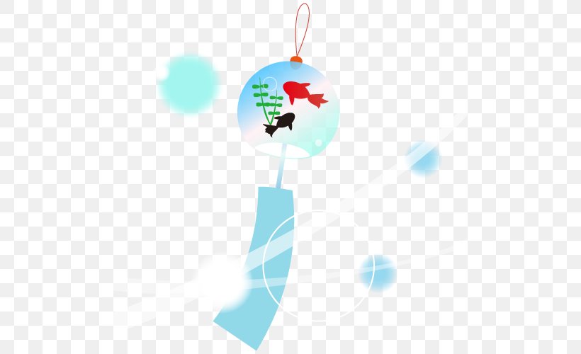Summer Wind Chimes With A Goldfish Pattern., PNG, 500x500px, Christmas Ornament, Blue, Christmas Day, Computer, Text Messaging Download Free