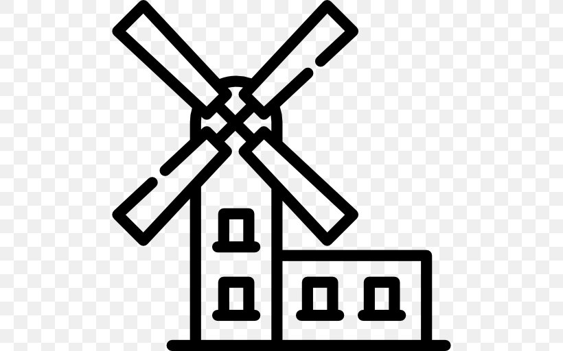 Windmill Clip Art, PNG, 512x512px, Mill, Area, Black And White, Brand, Logo Download Free