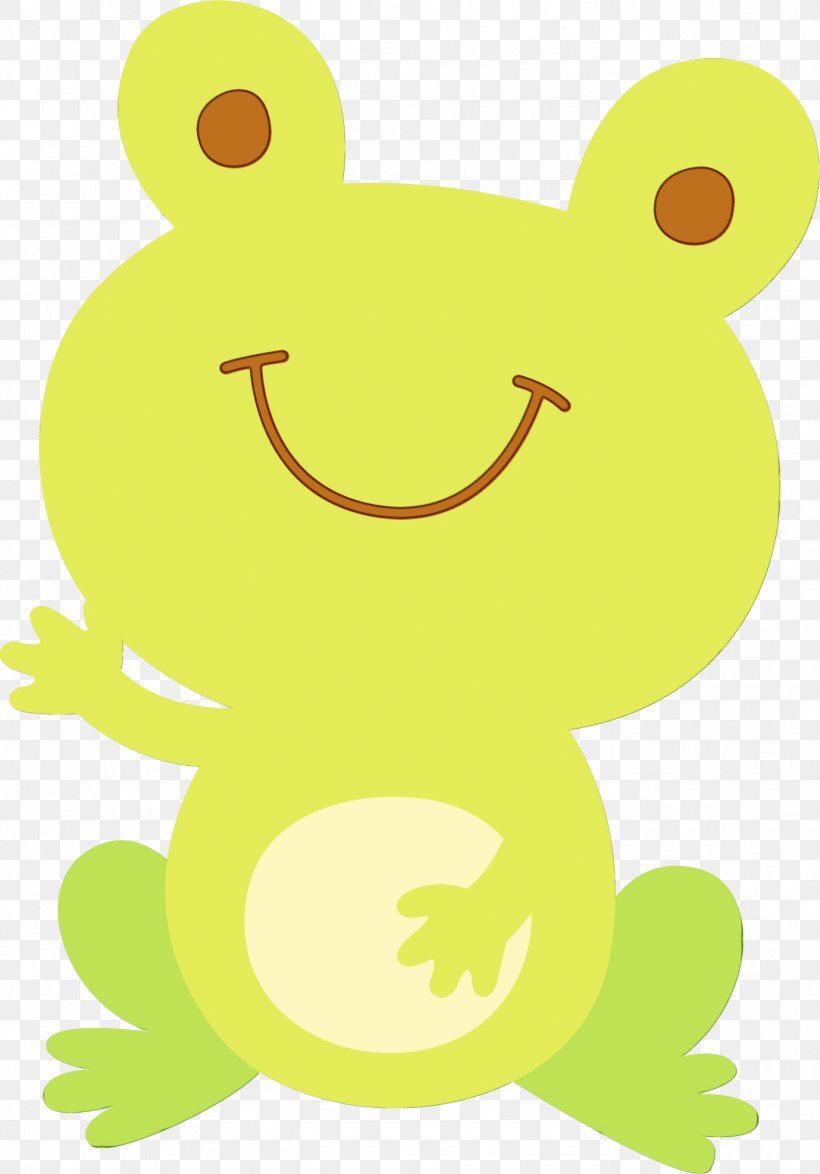 Green Yellow Clip Art Frog Smile, PNG, 1378x1974px, Watercolor, Frog, Green, Paint, Smile Download Free