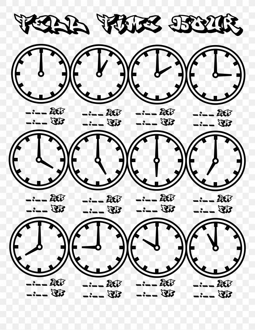 Coloring Book Time & Attendance Clocks Worksheet Learning, PNG, 2000x2588px, Coloring Book, Area, Black And White, Child, Clock Download Free