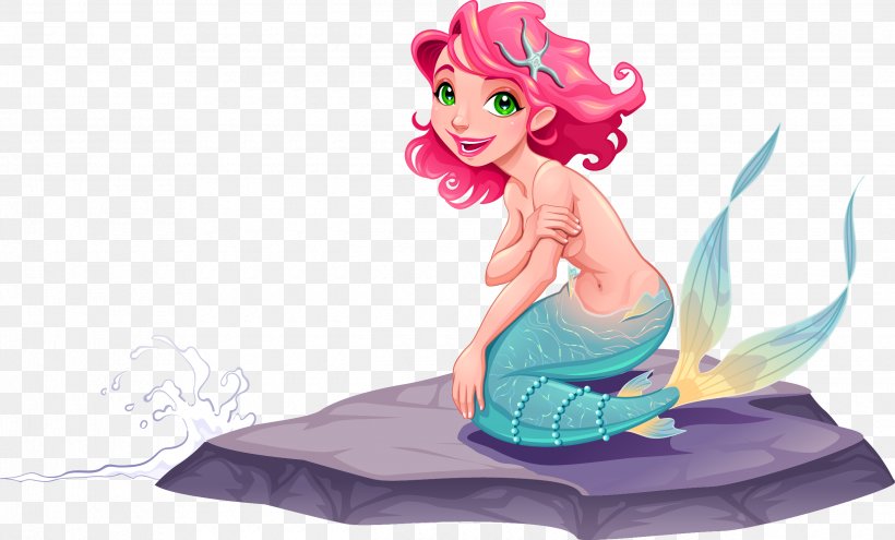 Mermaid Cartoon Illustration, PNG, 2480x1498px, Watercolor, Cartoon, Flower, Frame, Heart Download Free