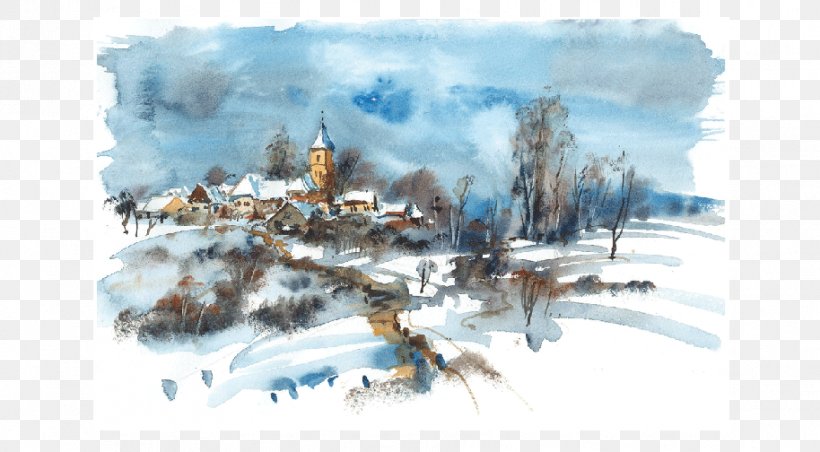 Kirchdorf Watercolor Painting Church Village, PNG, 914x504px, Watercolor Painting, Artwork, Canvas, Church, Paint Download Free