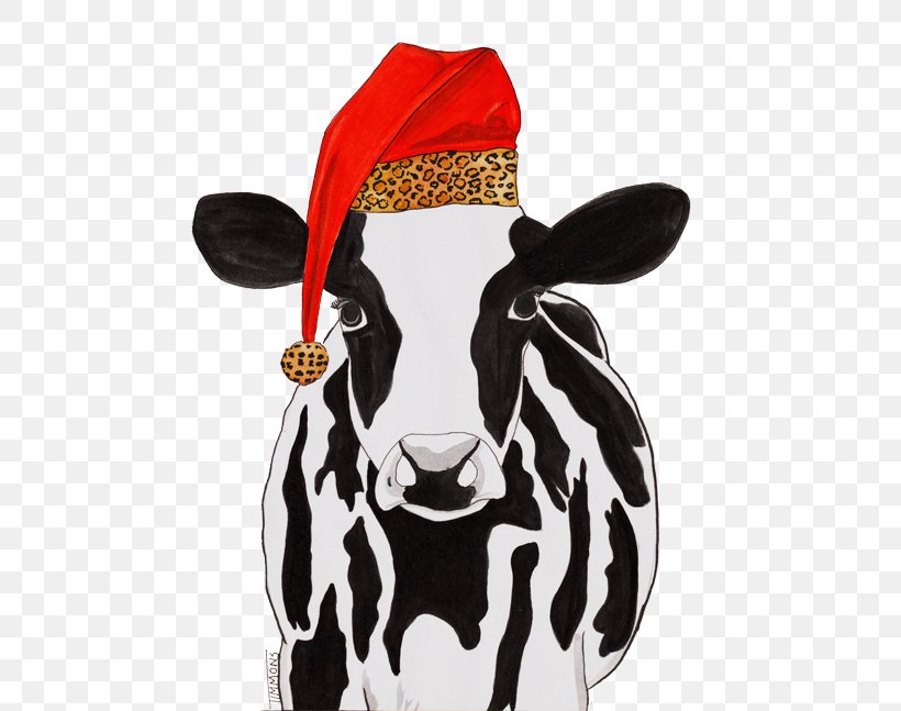 Taurine Cattle Dairy Cattle Holstein Friesian Cattle Santa Claus Hat, PNG, 500x647px, Taurine Cattle, Bovine, Bull, Cattle, Christmas Day Download Free