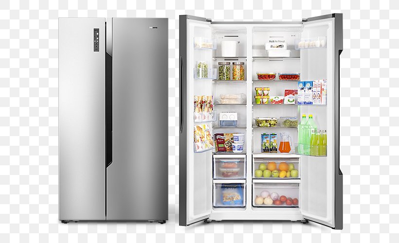 Refrigerator Hisense RC-67WS Auto-defrost Freezer Hisense SBS 518, PNG, 672x500px, Refrigerator, Air Conditioners, Autodefrost, Freezer, Home Appliance Download Free