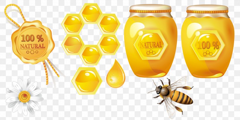 Honey Bee Honeycomb, PNG, 3000x1500px, Honey Bee, Bee, Bee Free Honee, Beehive, Hexagon Download Free