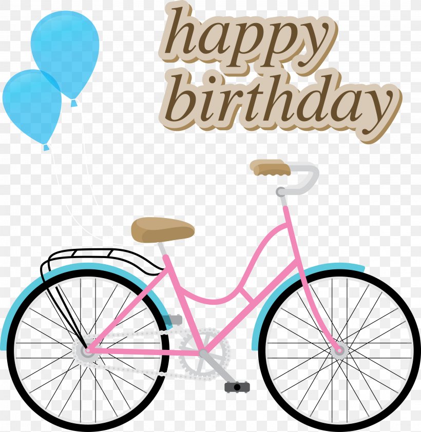 Birthday Euclidean Vector Bicycle, PNG, 4375x4493px, Watercolor, Cartoon, Flower, Frame, Heart Download Free