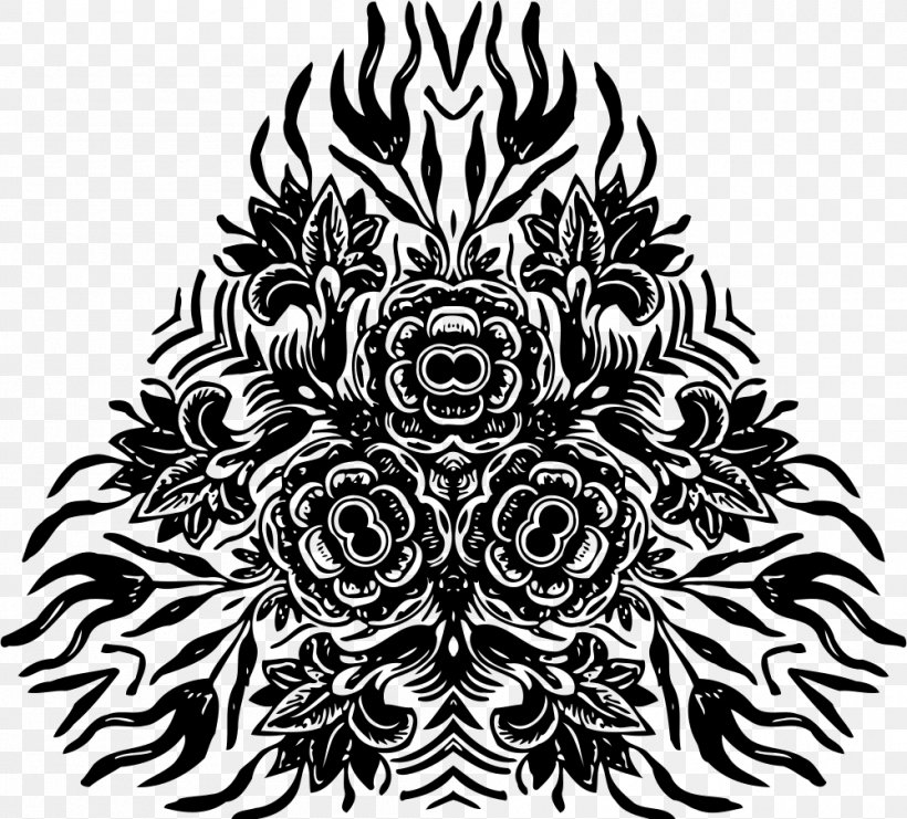 Flower Rotational Symmetry Floral Design, PNG, 1000x904px, Flower, Art, Black, Black And White, Drawing Download Free