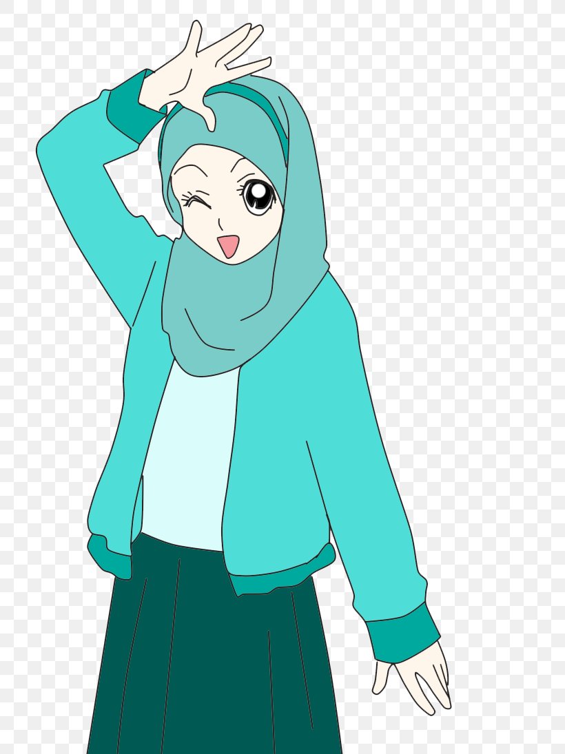 Muslim Islam Hijab Drawing Cartoon, PNG, 730x1095px, Watercolor, Cartoon, Flower, Frame, Heart Download Free