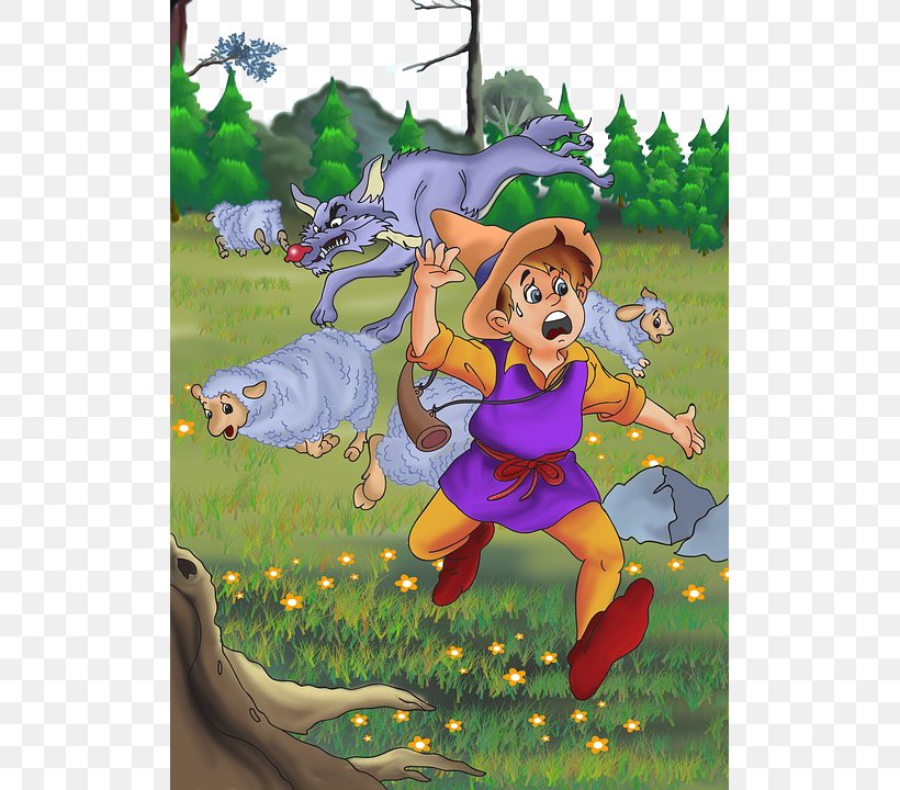 Gray Wolf The Boy Who Cried Wolf The Tortoise And The Hare Short Story Fairy Tale, PNG, 509x720px, Watercolor, Cartoon, Flower, Frame, Heart Download Free