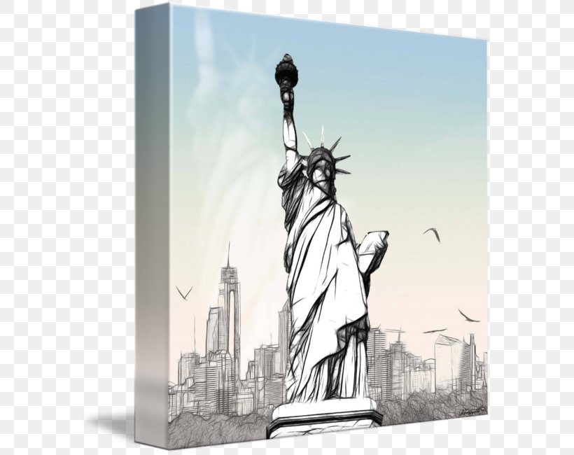 Statue Of Liberty Painting Drawing Pencil, PNG, 589x650px, Statue, Art, Color, Colored Pencil, Drawing Download Free
