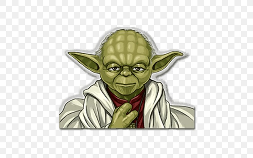 Sticker Yoda Telegram Star Wars Illustration, PNG, 512x512px, Sticker, Art, Cartoon, Fictional Character, Legendary Creature Download Free