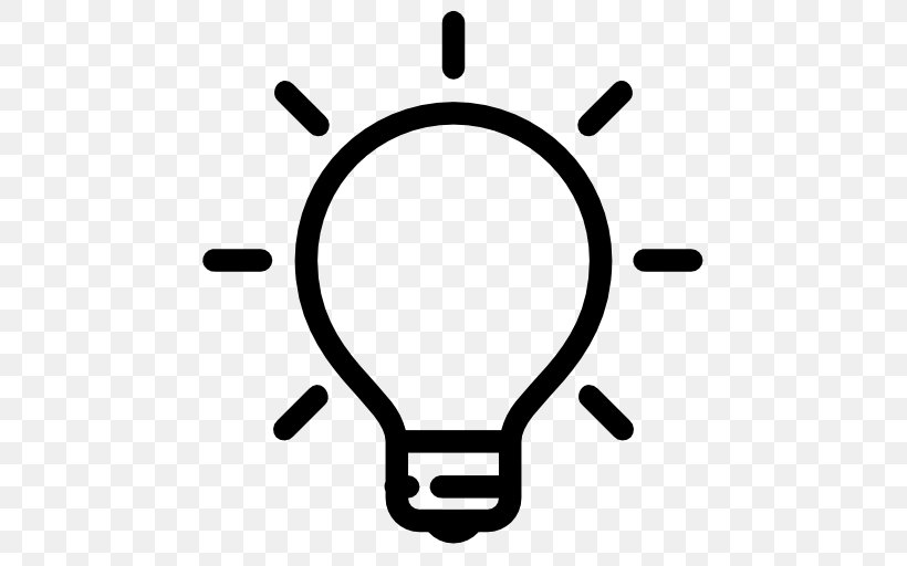 Incandescent Light Bulb Lamp, PNG, 512x512px, Light, Black And White, Flat Design, Incandescent Light Bulb, Lamp Download Free