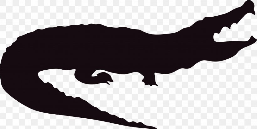 Crocodile American Alligator Silhouette Clip Art, PNG, 2342x1176px, Crocodile, Alligator, American Alligator, Animal, Black And White Download Free