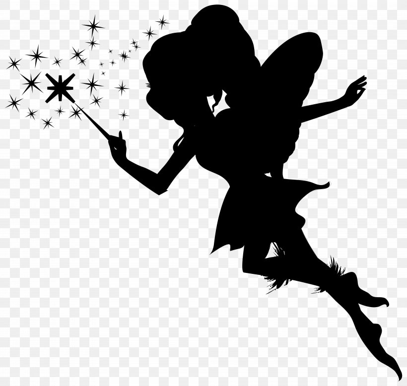 Clip Art Tinker Bell Fairy Wand Silhouette, PNG, 8000x7592px, Tinker Bell, Art, Blackandwhite, Branch, Drawing Download Free