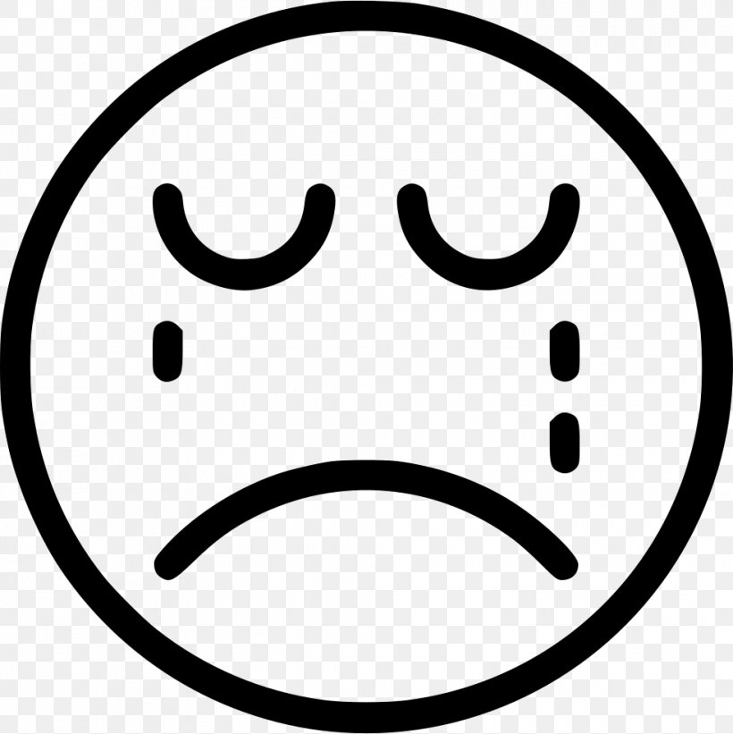Emoticon Smiley Clip Art, PNG, 980x982px, Emoticon, Area, Black, Black And White, Crying Download Free