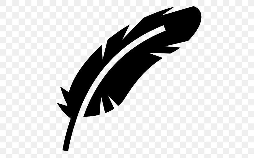 Feather Quill, PNG, 512x512px, Feather, Black, Black And White, Drawing, Leaf Download Free