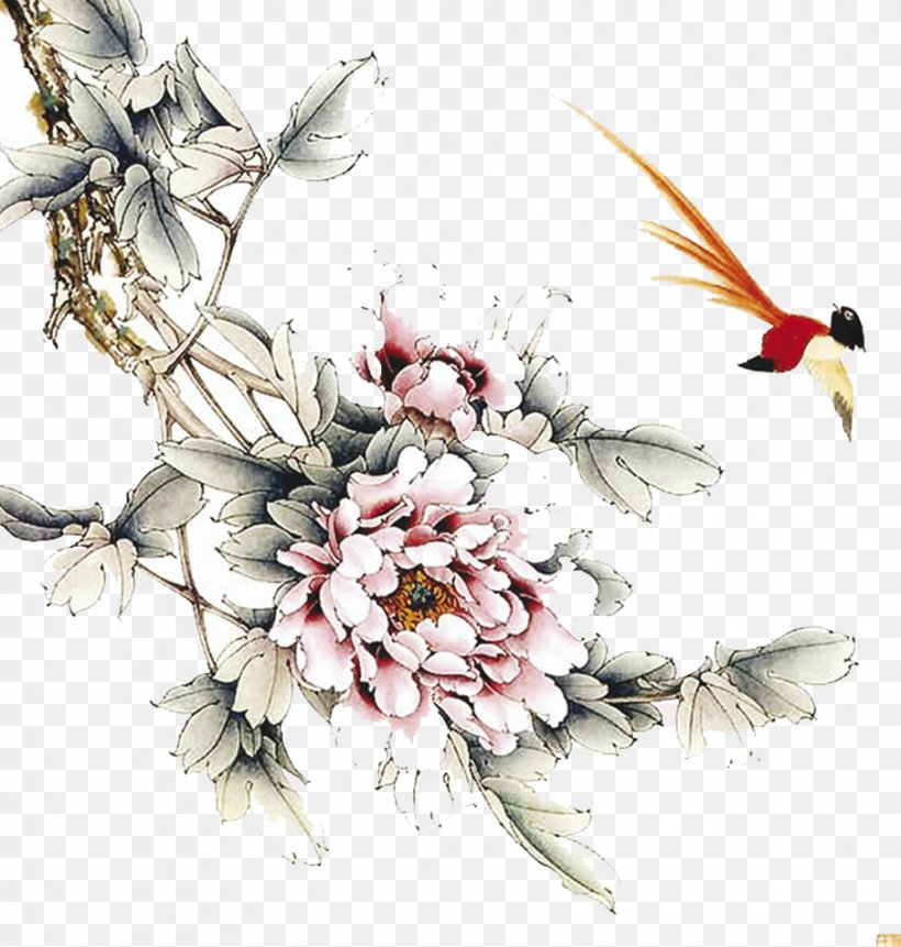 Ink Wash Painting Gongbi Bird-and-flower Painting, PNG, 905x951px, Ink Wash Painting, Art, Birdandflower Painting, Blossom, Branch Download Free