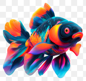 Iridescent Fish - Vibrant Colorful Fish Illustration PNG