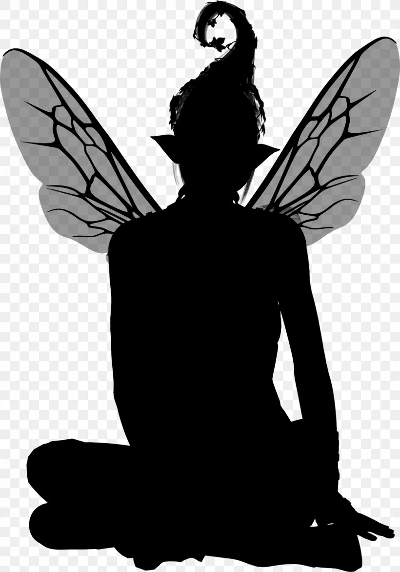 Silhouette Fairy Clip Art, PNG, 1624x2322px, Silhouette, Art, Black And White, Butterfly, Fairy Download Free