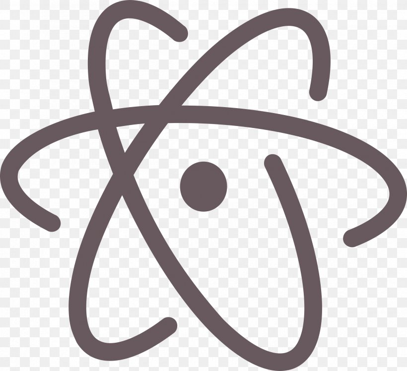 Atom Logo Text Editor, PNG, 2400x2192px, Atom, Auto Part, Black And White, Electron, Github Download Free