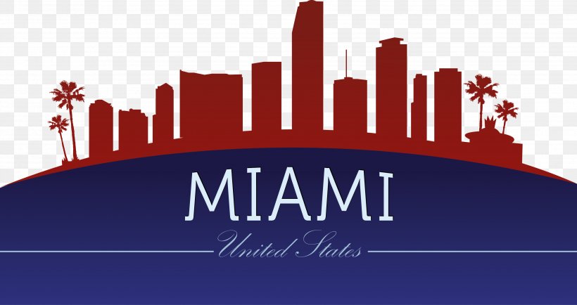 Miami Skyline Silhouette Clip Art, PNG, 3508x1859px, Miami, Art, Banner, Brand, Cityscape Download Free