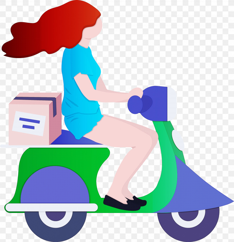 Delivery Girl, PNG, 2892x3000px, Delivery, Girl, Kick Scooter, Riding Toy, Scooter Download Free