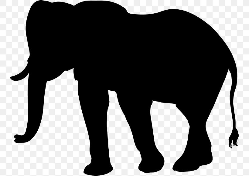 African Elephant Asian Elephant Clip Art, PNG, 754x582px, African Elephant, Asian Elephant, Big Cats, Black, Black And White Download Free