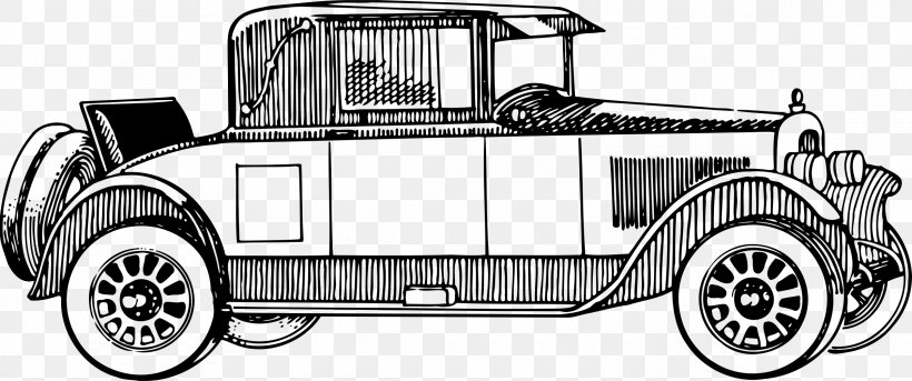 Vintage Car Classic Car Antique Car, PNG, 2400x1006px, Car, Antique Car, Automotive Design, Automotive Exterior, Black And White Download Free
