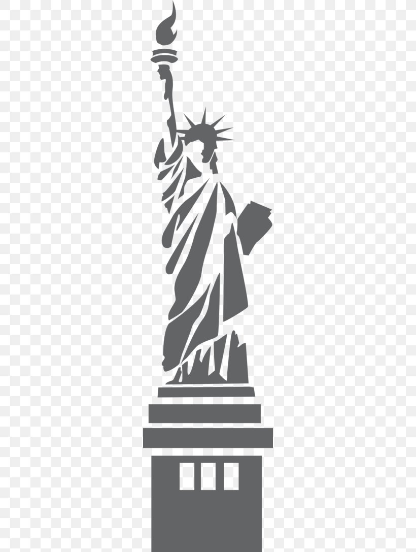 Statue Of Liberty Eiffel Tower Drawing Clip Art, PNG, 256x1087px, Statue Of Liberty, Black And White, Drawing, Eiffel Tower, Landmark Download Free