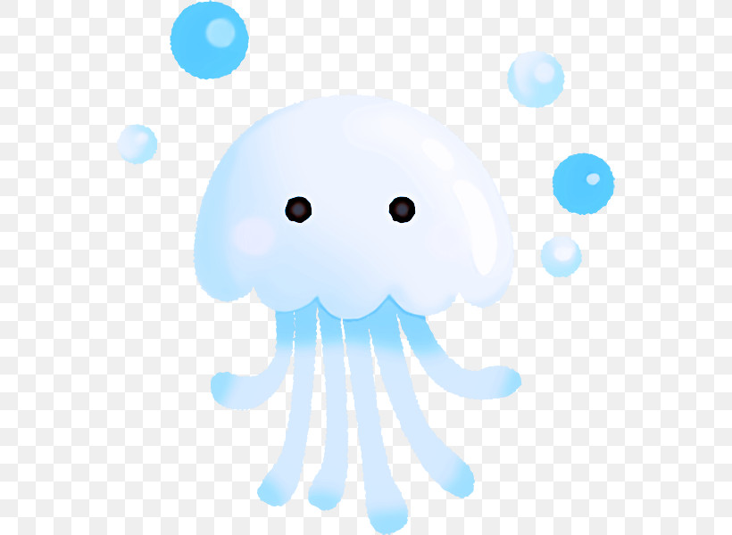 Cartoon Turquoise Jellyfish Cloud Octopus, PNG, 558x600px, Cartoon, Cloud, Jellyfish, Octopus, Smile Download Free