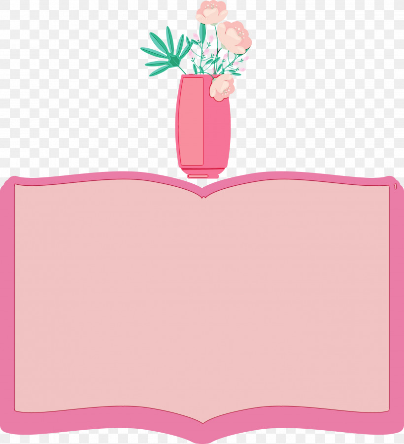 Rectangle Cartoon Heart Pink M Meter, PNG, 2729x3000px, Flower Frame, Book Frame, Cartoon, Geometry, Heart Download Free