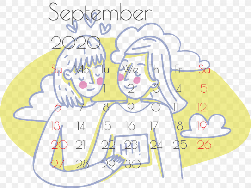 September 2020 Printable Calendar September 2020 Calendar Printable September 2020 Calendar, PNG, 3000x2258px, September 2020 Printable Calendar, Artist, Cartoon, Child Art, Creativity Download Free