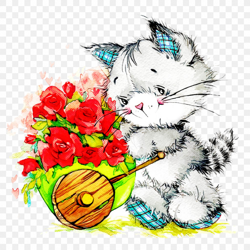 Easter Bunny, PNG, 1024x1024px, Watercolor Cat, Bouquet, Cat, Cut Flowers, Cute Cat Download Free