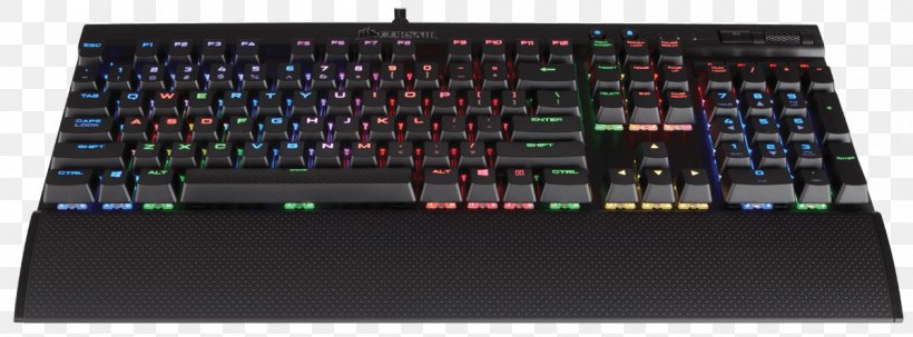 Computer Keyboard Computer Mouse Corsair Gaming K70 LUX RGB Corsair -Cherry MX Multi-Colour RGB Backlit Mechanical Gaming Keyboard Black, PNG, 1200x444px, Computer Keyboard, Audio Equipment, Backlight, Computer Component, Computer Hardware Download Free
