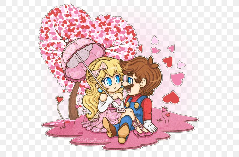 Super Mario Bros. Princess Peach Luigi Princess Daisy, PNG, 600x540px, Watercolor, Cartoon, Flower, Frame, Heart Download Free