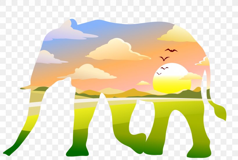 Illustration, PNG, 3254x2196px, Raster Graphics, Elephant, Energy, Grass, Green Download Free