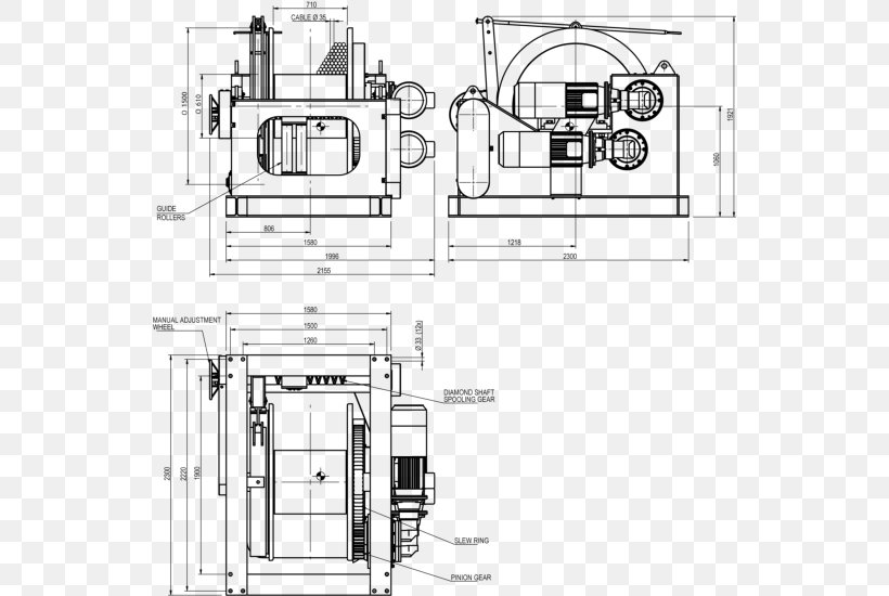 Technical Drawing Table Winch Wciągarka, PNG, 539x550px, Technical Drawing, Area, Artwork, Black And White, Diagram Download Free