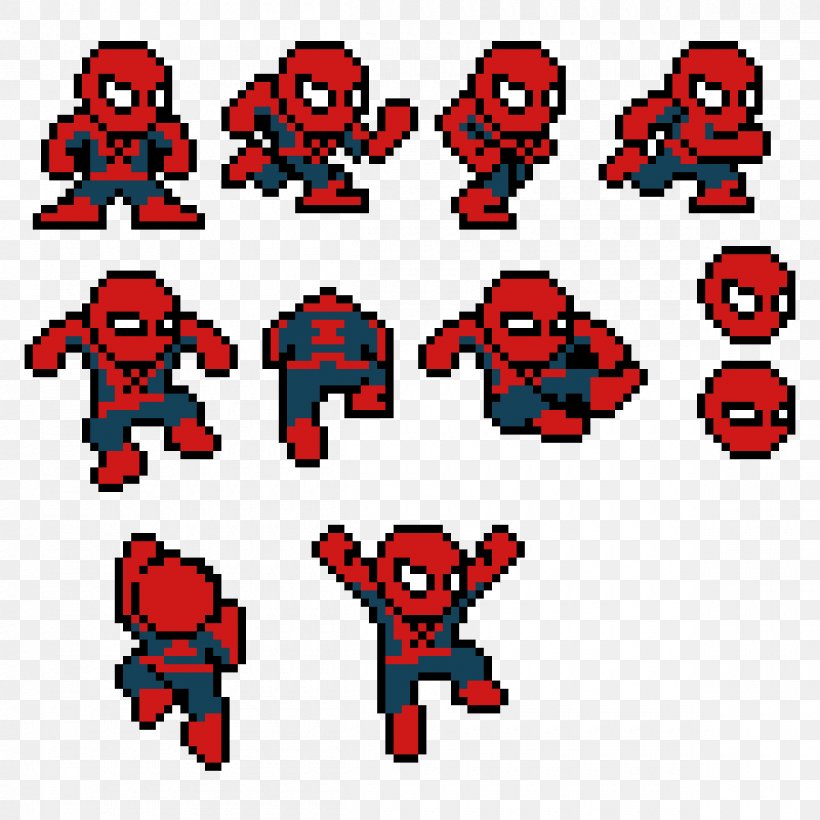 Spider-Man Sprite Computer Graphics Clip Art, PNG, 1200x1200px, Spiderman, Area, Art, Cartoon, Character Download Free